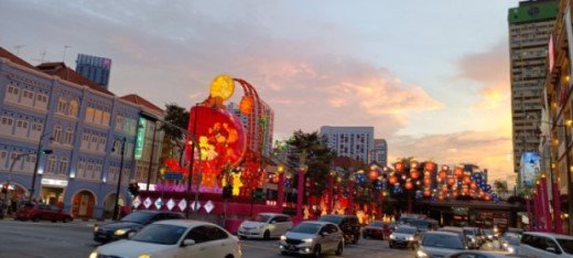 Chinese New Year Festive decorations along Eu Tong Sen Street.