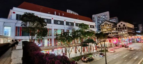 Lucky Chinatown and New Bridge Centre from overhead bridge.