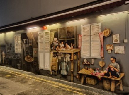 My Chinatown Home wall mural by Yip Yew Chong in an alley connecting Smith St and Temple St.