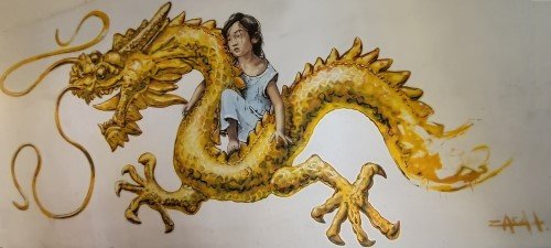 Kids and Dragon murals by Ernest Zacharevic at 198 Upper Cross St.
