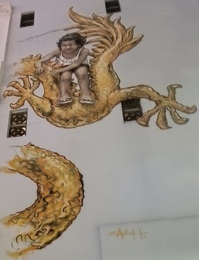 Kids and Dragon murals by Ernest Zacharevic at 198 Upper Cross St.