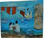 位于芳林大厦熟食中心(Hong Lim Food Centre) 外的 Belinda Low   创作让我们庆祝一下 (Let Us Celebrate) 壁画。