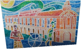 Mural of Rickshaw Puller and Jinriksha Station at Tanjong Pagar Food Centre by Unknown Artist.