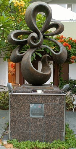 Vanda Miss Joaquim Sculpture by Unknown Artist beside Tanjong Pagar Food Centre.