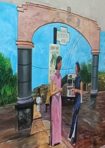 Streetstyle  mural by Belinda Low in 2024 at Blk 531 Hong Lim Complex.