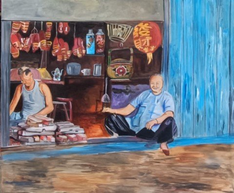 Those Clogs were Made for Walking mural by Belinda Low in 2024 at Blk 531 Hong Lim Complex.
