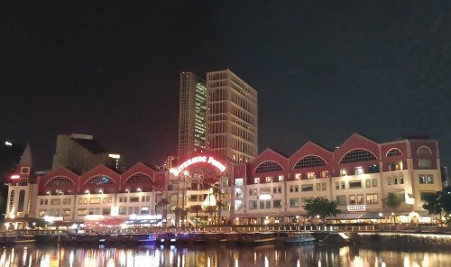 View of Riverside Point from across the Singapore River.