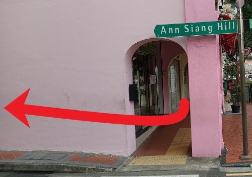 While facing the pandas, turn right and walk to South Bridge Road and Ann Siang Hill. Turn right and walk straight into Ann Siang Hill.