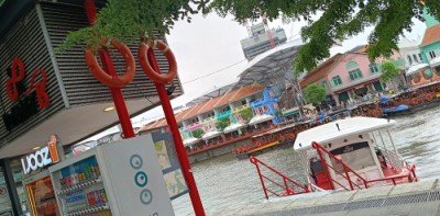 Bumboats serving both sides of the Singapore River.