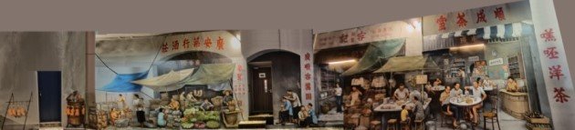 Wall Mural of Wet Market by Yip Yew Chong in alley connecting Temple St and Pagoda St.
