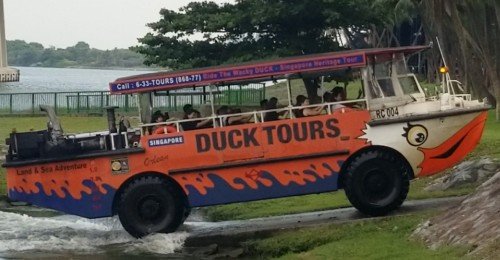 DUCKtours amphibious vehicle in action.
