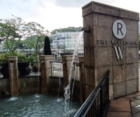 The Riverwalk Columns Waterfalls.