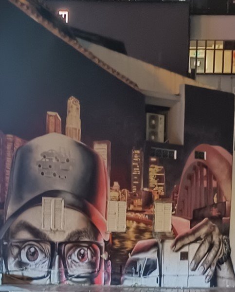 Ceno2's interesting wall mural at South Bridge Rd and Elgin Bridge.