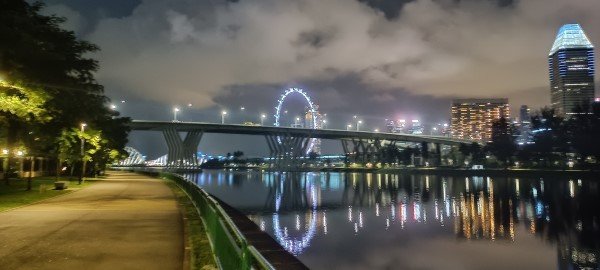 Walking towards and under the Benjamin Sheares Bridge (ECP).