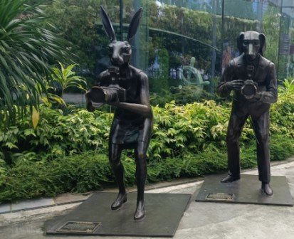 RABBITWOMAN and DOGMAN sculptures by Gillie and Marc, 2023.