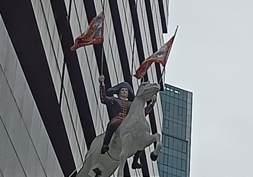 Hermes Statue on the roof of Liat Towers at 541 Orchard Rd.