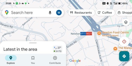 Route to Newton Food Centre.