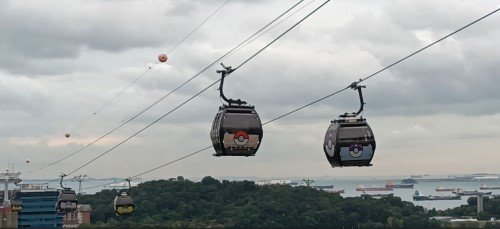 缆车和下面的风景。