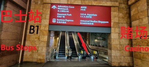 背对自动扶梯,右转离开大楼。