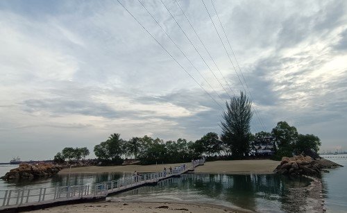 Megazip Man-made island off Siloso Beach.
