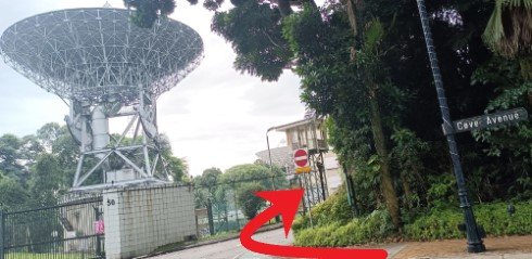At Cove Avenue, turn right before the big satellite dish 📡.