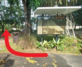 Turn right after the Explore Sentosa Map onto the Palawan Beach.
