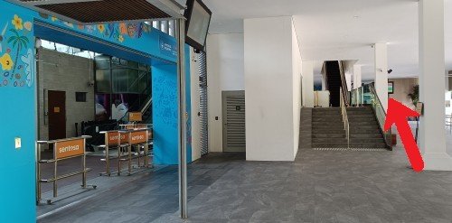 Walk to the Beach Station Bus Terminal by walking straight past the stairs+escalator and continue walking, the Beach Station Bus Terminal is on your right.