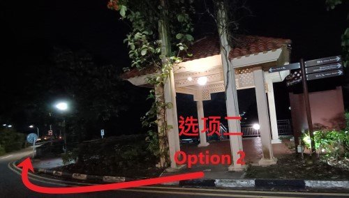 Option 2: Use the pedestrian walkway beside Mt Faber Rd and follow the walkway to Temmenggong Rd.