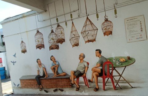 Bird Singing Corner mural by Yip Yew Chong.