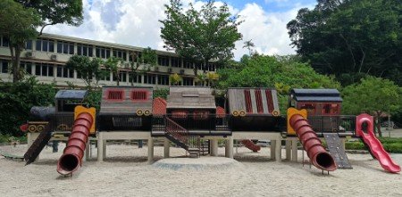 Tiong Bahru Park's Tilting Train Playground.