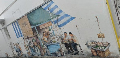 Pasar & the Fortune Teller mural mural by Yip Yew Chong.