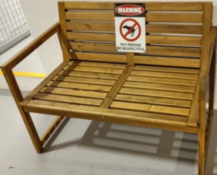 [WARNING: No Peeing! Be Respectful!] Park Chair.